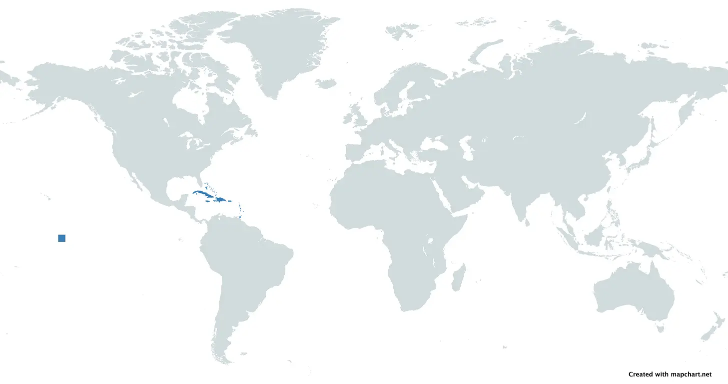 World Map with Caribbean Highlighted