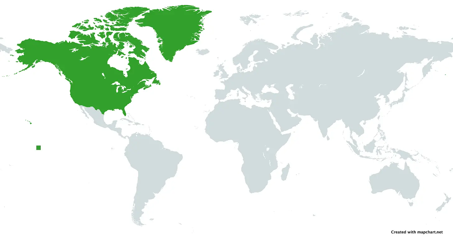 World Map with North America Highlighted