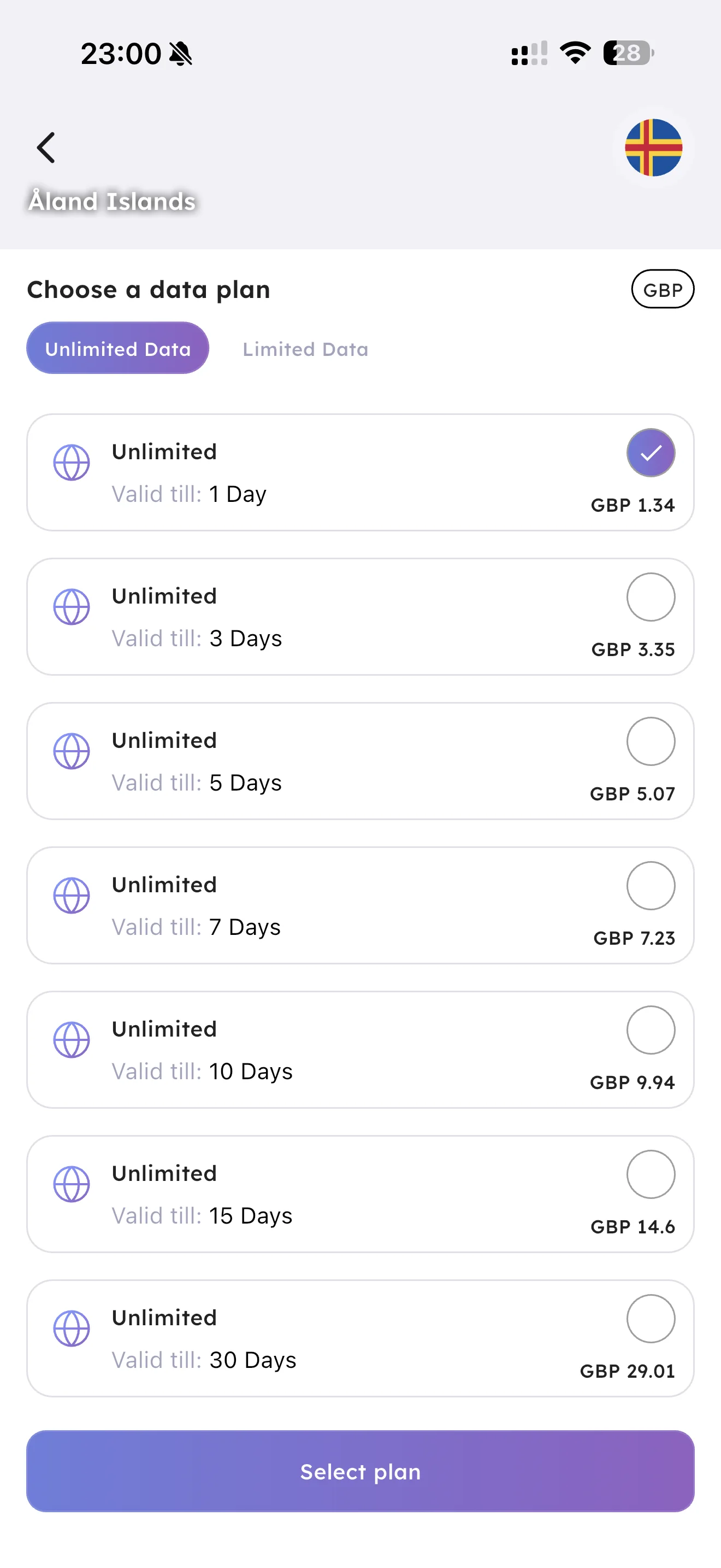 Choose your destination and package
